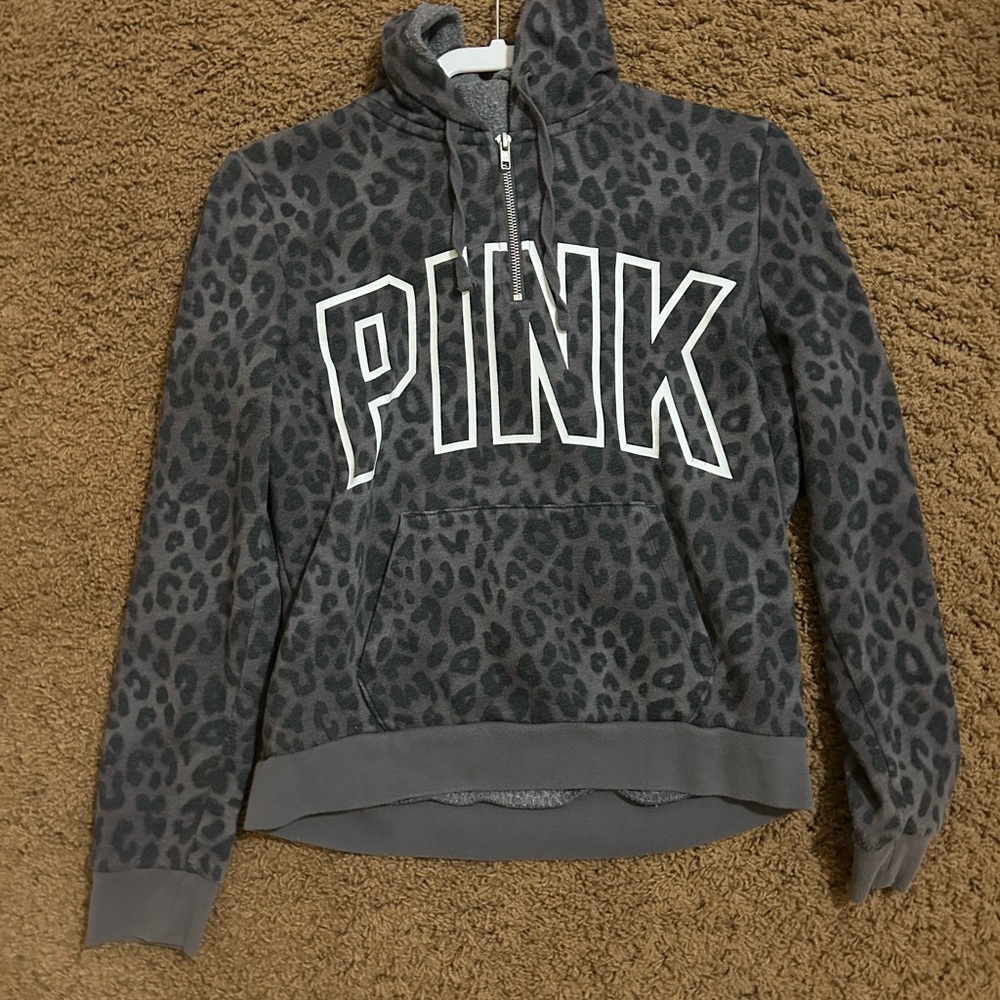 leopard print half zip jacket
